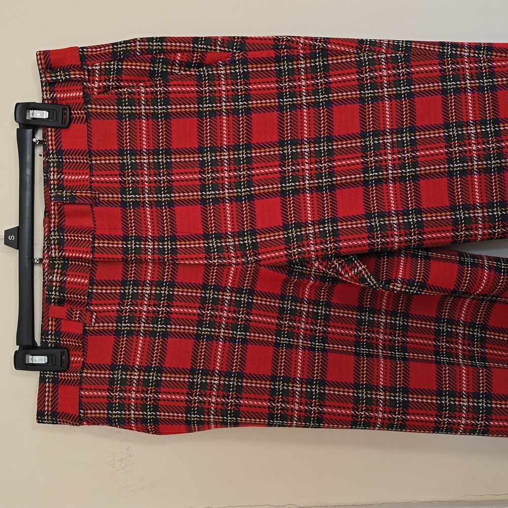 Vtg 70s Sears Kings Road Plaid Red Trousers Pants 34x30  Mens - Picture 2 of 8